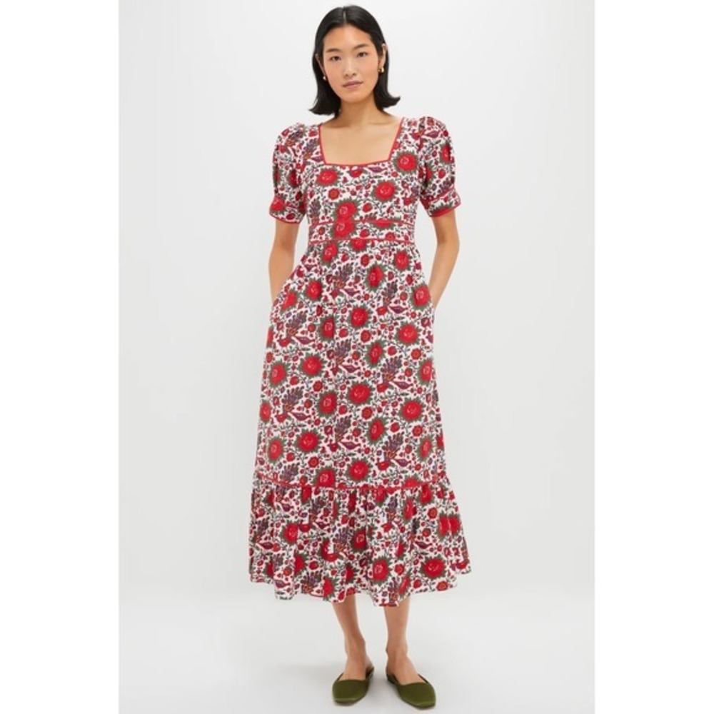 NWT!! Tuckernuck PINK CITY PRINTS Peony Bird Evelyn Dress Floral Maxi X-Small